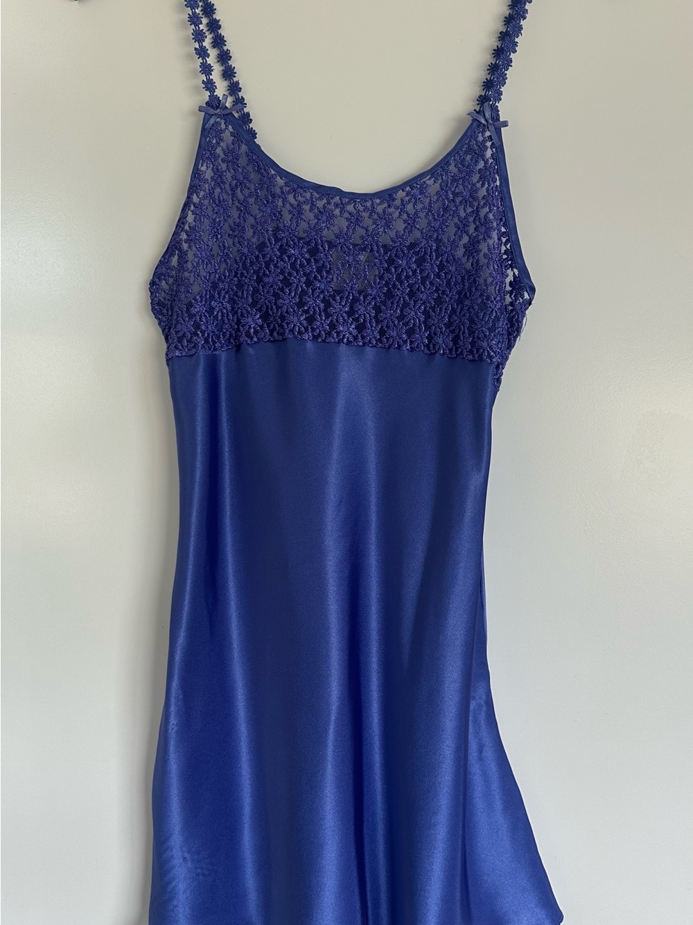Vintage La Senza Made in Canada Satin Slip Dress - Purple - Sz S - Sheer Top
